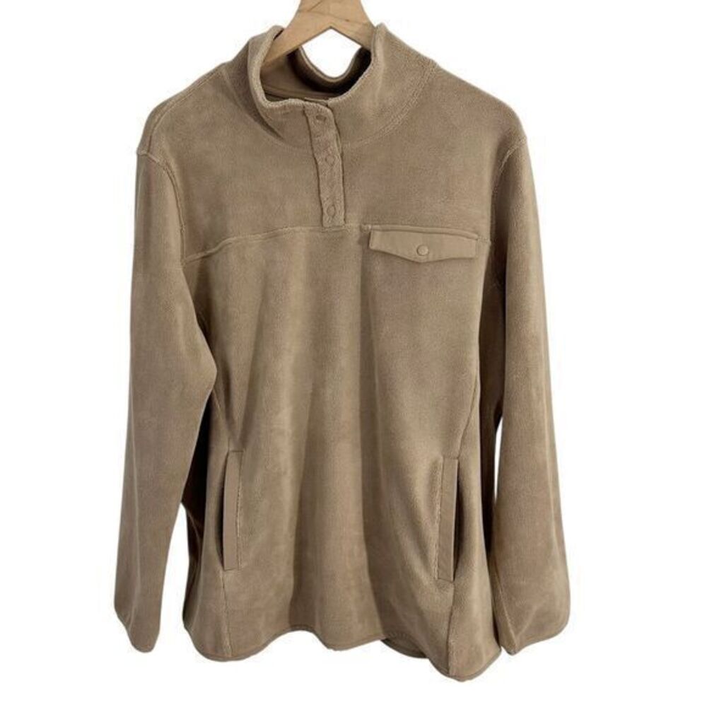 32‎ Degrees Soft Half Snap Button Pullover Sweatshirt Top Cream Size XXL